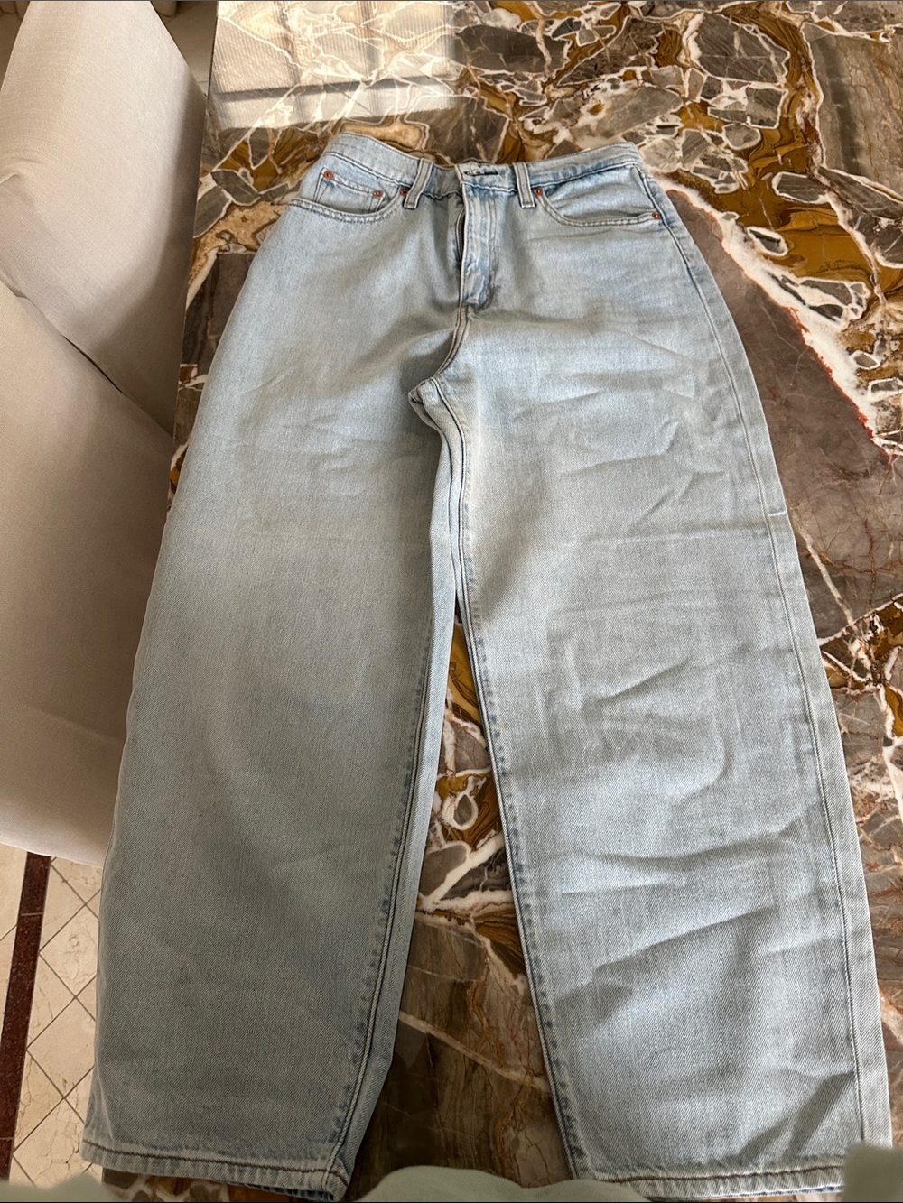 High-Rise Light Wash Wide Leg Jeans - Light Blue